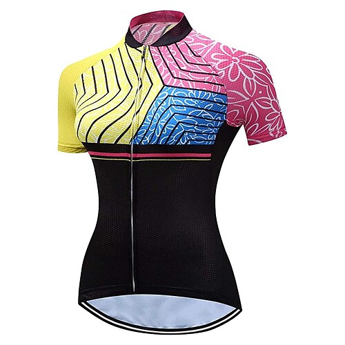 

21Grams Women's Short Sleeve Cycling Jersey Bike Top with 3 Rear Pockets Mountain Bike MTB Road Bike Cycling Breathable Quick Dry Moisture Wicking Black Stripes Spandex Polyester Sports Clothing