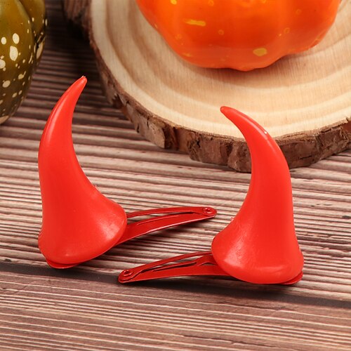

2 PCs/Set New Women Chic Stereo Devil Red Horns Ears Hairpin Halloween Hair Clips Cosplay Hair Barrettes Party Decoration