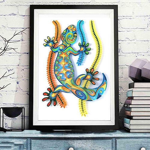 

3D Chameleon Quilling Paper Filigree Paintings Wall Decor DIY Quilling Paper Crafts Gifts DIY Quilling Paper Tools Kits