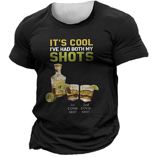 

Men's Unisex T shirt Tee 3D Print Graphic Patterned Wine bottle Letter Crew Neck Street Daily Print Short Sleeve Tops Designer Casual Vintage Big and Tall Black Army Green Navy Blue / Summer