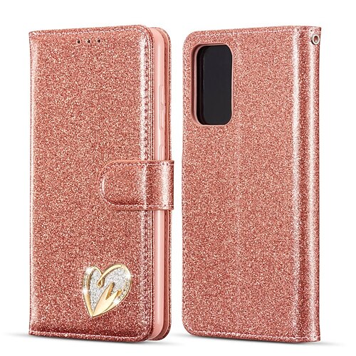 

Phone Case For Samsung Galaxy Wallet Card A53 S22 Ultra Plus FE A72 A52 A42 Note 20 Ultra A71 A21s Samsung A13 5G Wallet Rhinestone Flip Heart Glitter Shine Crystal Diamond PU Leather