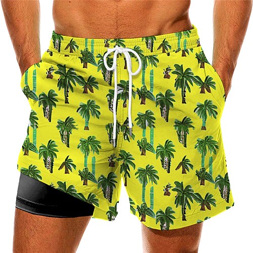 

Men's Swim Trunks Swim Shorts Quick Dry Board Shorts Bathing Suit Compression Liner with Pockets Drawstring Swimming Surfing Beach Water Sports Tropical Printed Spring Summer