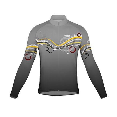 

21Grams Men's Cycling Jersey Long Sleeve Bike Top with 3 Rear Pockets Mountain Bike MTB Road Bike Cycling Breathable Quick Dry Moisture Wicking Reflective Strips Grey Graphic Polyester Spandex Sports