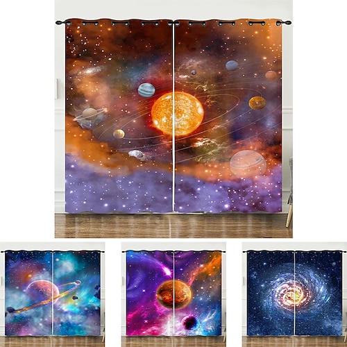 

2 Panels Blackout Curtain Drapes Thermal Insulated Curtains for Bedroom Living Room Modern Grommet Window