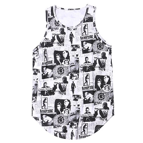 

Men's Tank Top Vest 3D Print Graphic Patterned Portrait Crew Neck Street Casual Print Sleeveless Tops Basic Fashion Classic Comfortable White / Summer