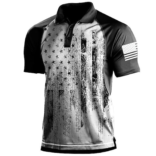 

Men's Tactical Military Shirt Henley Shirt Outdoor Pride Patriotism Casual Shirt Short Sleeve Top Summer Outdoor Breathable Quick Dry Lightweight Sweat wicking Grey Hunting Fishing Climbing Combat