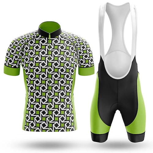 

Men's Short Sleeve Cycling Jersey with Bib Shorts Blue Bike 3D Pad Breathable Quick Dry Sports Graphic Clothing Apparel