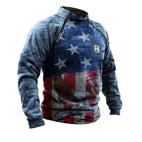 

Men's Sweatshirt Pullover Graphic Patterned Eagle Sports Zipper Print Casual Daily Sports 3D Print Basic Streetwear Hoodies Sweatshirts Blue Army Green Brown