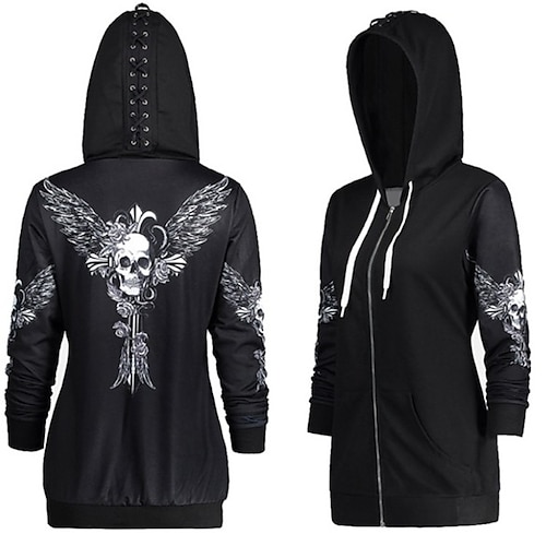 

Goth Girl Retro Vintage Punk & Gothic Steampunk Coat Hoodie Outerwear Women's Costume Vintage Cosplay Party Long Sleeve Coat Masquerade