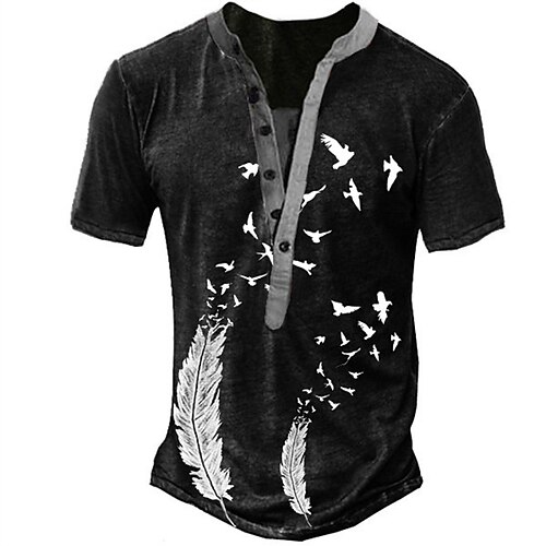 

Men's Henley Shirt Tee T shirt Tee 3D Print Graphic Patterned Geometric Plus Size Henley Daily Sports Button-Down Print Short Sleeve Tops Designer Basic Classic Comfortable Black / Summer / Summer