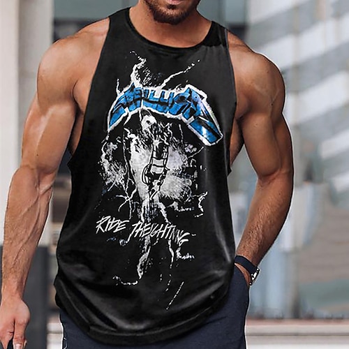 

Men's Tank Top Vest 3D Print Graphic Patterned Crew Neck Street Casual Print Sleeveless Tops Basic Fashion Classic Comfortable Black / Summer