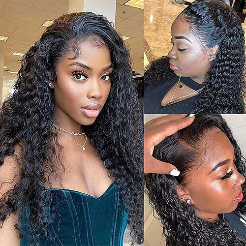 

Deep Curly HD Transparent 13x4 Lace Front Human Hair Wigs Brazilian Preplucked 4x4 Lace Closure Wigs 4x4 Lace Frontal Wigs