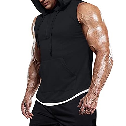 

Men's Undershirt Solid Color Hooded Gray White Black Street Daily Sleeveless Clothing Apparel Fashion Casual Comfortable / Summer / Summer / Beach