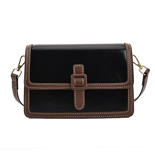 

Women's Sling Bags Crossbody Bag Shoulder Bag PU Leather Buttons Zipper Solid Color Daily Outdoor Green Black Beige