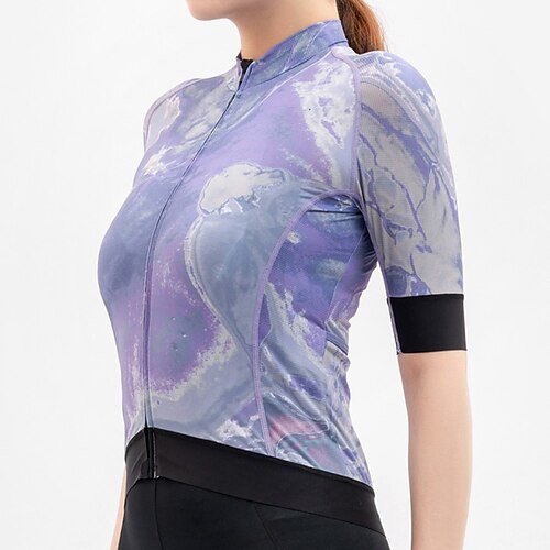 

21Grams Women's Cycling Jersey Short Sleeve Bike Jersey Top with 3 Rear Pockets Mountain Bike MTB Road Bike Cycling Breathable Quick Dry Moisture Wicking Purple Graphic Patterned Spandex Polyester