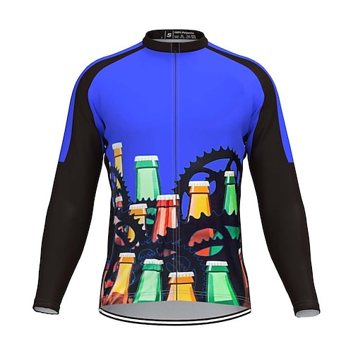 

21Grams Men's Cycling Jersey Long Sleeve Bike Top with 3 Rear Pockets Mountain Bike MTB Road Bike Cycling Breathable Quick Dry Moisture Wicking Reflective Strips Blue Gear Polyester Spandex Sports