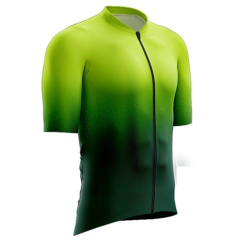 

21Grams Men's Cycling Jersey Short Sleeve Bike Top with 3 Rear Pockets Mountain Bike MTB Road Bike Cycling Breathable Quick Dry Moisture Wicking Reflective Strips Green Gradient Polyester Spandex