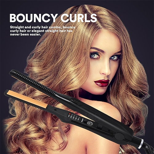 

Ultra-Thin 2 in 1 Hair Straightener Hair Curler Professional Ceramic Flat Iron For Short Hair Women And Men Beard Straightener