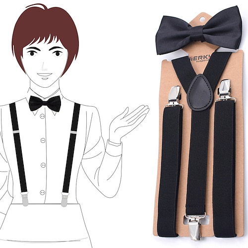 

The Great Gatsby Gangster Retro Vintage Roaring 20s 1920s Bow Tie Suspenders Men's Women's Costume Vintage Cosplay Party / Evening Bow Masquerade