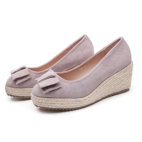 

Women's Heels Espadrilles Wedge Heel Closed Toe Elegant Casual Daily Office Suede Loafer Fall Spring Solid Colored Almond Black Blue