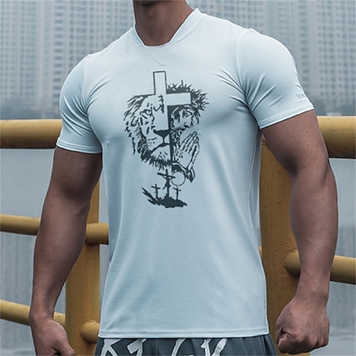 

Men's T shirt Tee Graphic Patterned Tiger Crew Neck Street Casual Print Short Sleeve Tops Fashion Breathable Comfortable Big and Tall White / Summer / Spring / Summer