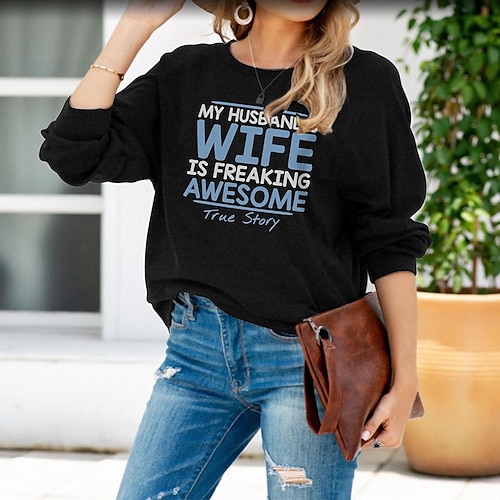 

Women's Sweatshirt Pullover Text Print Daily Sports Hot Stamping Active Streetwear Hoodies Sweatshirts Black Gray