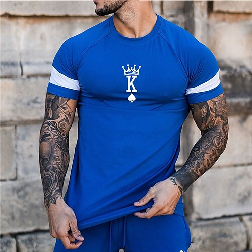 

Men's Unisex T shirt Tee Hot Stamping Graphic Prints Poker Crew Neck Street Daily Print Short Sleeve Tops Designer Casual Big and Tall Sports Blue / Summer / Summer