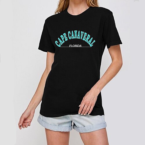 

Women's T shirt Tee Graphic Patterned Casual Daily Weekend T shirt Tee Short Sleeve Round Neck Basic Essential 100% Cotton Green White Black S
