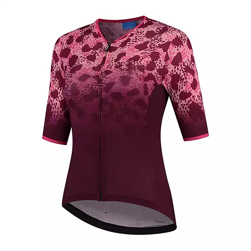 

21Grams Women's Cycling Jersey Short Sleeve Bike Jersey Top with 3 Rear Pockets Mountain Bike MTB Road Bike Cycling Breathable Quick Dry Moisture Wicking Red Leopard Spandex Polyester Sports Clothing