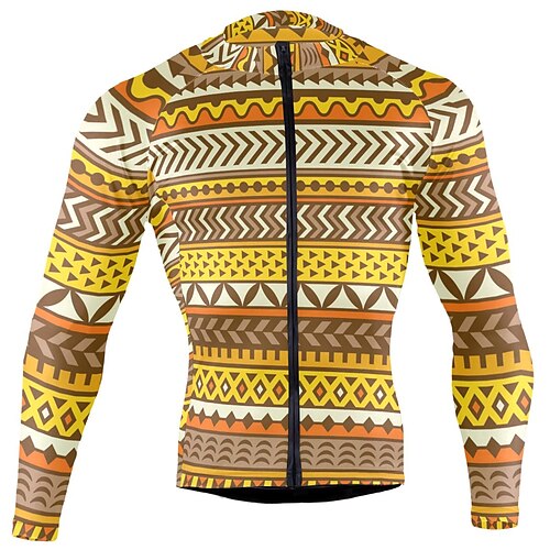 

21Grams Men's Cycling Jersey Long Sleeve Bike Top with 3 Rear Pockets Mountain Bike MTB Road Bike Cycling Breathable Quick Dry Moisture Wicking Reflective Strips Yellow Polyester Spandex Sports