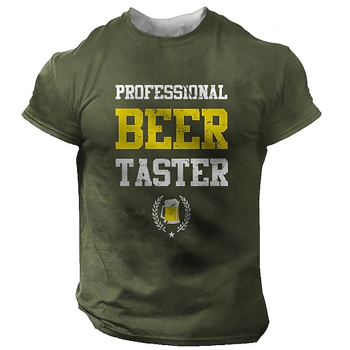 

Men's Unisex T shirt Tee 3D Print Graphic Patterned Letter Crew Neck Street Daily Print Short Sleeve Tops Designer Casual Vintage Big and Tall Black Army Green Dark Gray / Summer