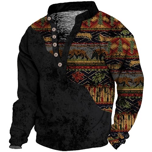 

Men's Sweatshirt Pullover Graphic Patterned Print Daily Holiday Going out 3D Print Casual Streetwear Hoodies Sweatshirts Black