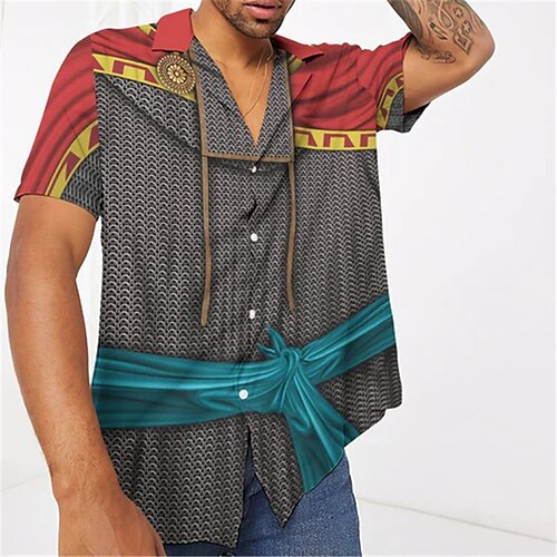 

Men's Shirt 3D Print Graphic Patterned Turndown Street Casual Button-Down Print Short Sleeve Tops Designer Casual Fashion Breathable Gray / Summer / Spring / Summer