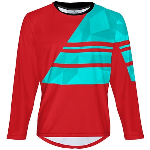 

21Grams Men's Downhill Jersey Long Sleeve Mountain Bike MTB Road Bike Cycling Red Bike Jersey Breathable Quick Dry Moisture Wicking Polyester Spandex Sports Geometry Clothing Apparel / Athleisure