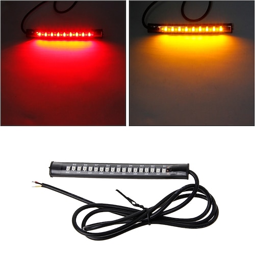 

OTOLAMPARA Universal Dual Colors LED Strips for Motorcycle Brake Light Function 18 SMD LED Motorcycle Tail Brake Stop Turn Signal Lamp Flexible Strip Light IP67 Red Yellow Lightness