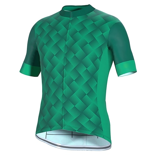 

21Grams Men's Cycling Jersey Short Sleeve Bike Top with 3 Rear Pockets Mountain Bike MTB Road Bike Cycling Breathable Quick Dry Moisture Wicking Reflective Strips Green Geometic Polyester Spandex