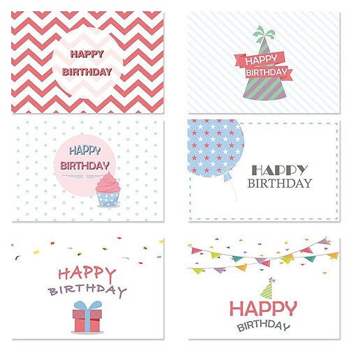 

6pcs Birthday Candy Cake Card Congratulations Cards for Gift Decoration Party with Envelope 7.95.9 inch Paper