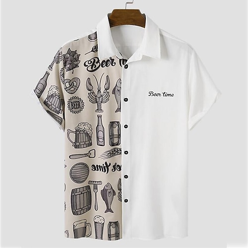 

Men's Shirt 3D Print Plants Cactus Letter Turndown Street Casual Button-Down Print Short Sleeves Tops Designer Casual Fashion Breathable White / Summer / Spring / Summer