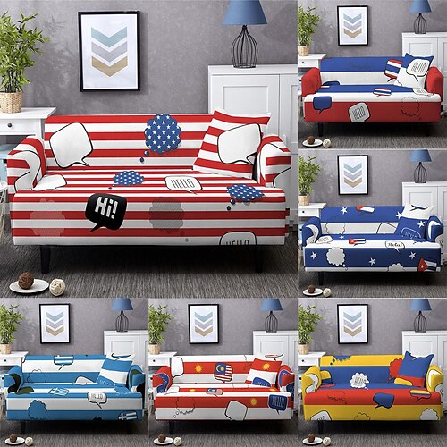 

Stretch USA Flag Sofa Cover Slipcover Elastic Sectional Couch Armchair Loveseat 4 Or 3 Seater L Shape Soft Durable Washable