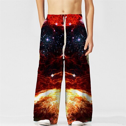 

Kids Boys Pants Red Galaxy Drawstring Spring Summer 3D Print Street 3-10 Years