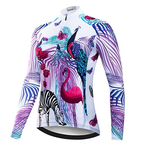 

21Grams Women's Cycling Jersey Long Sleeve Bike Top with 3 Rear Pockets Mountain Bike MTB Road Bike Cycling Breathable Quick Dry Moisture Wicking White Animal Spandex Polyester Sports Clothing Apparel