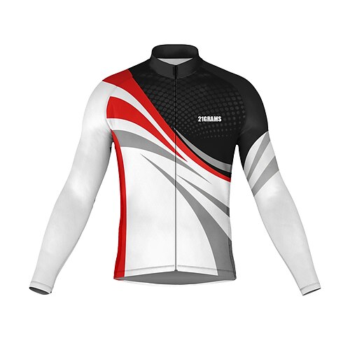 

21Grams Men's Cycling Jersey Long Sleeve Bike Top with 3 Rear Pockets Mountain Bike MTB Road Bike Cycling Breathable Quick Dry Moisture Wicking Reflective Strips White Polka Dot Polyester Spandex