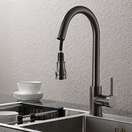 

Kitchen Faucet with Pull out Spray,Single Handle One Hole Electroplated Pull-out / Pull-down / Standard Spout / Tall / High Arc Centerset Modern Contemporary / Industrial Style Kitchen Taps