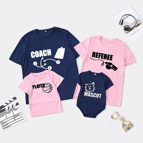 

Family Look T shirt Tops Graphic Patterned Letter Animal Causal Print Multicolor Short Sleeve Adorable Matching Outfits