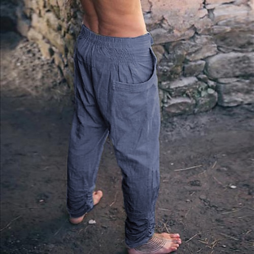 

Men's Joggers Trousers Track Pants Casual Pants Drawstring Elastic Waist Solid Colored Windproof Breathable Casual Daily Holiday Fashion Simple Green White Micro-elastic