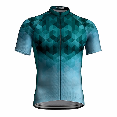 

21Grams Men's Cycling Jersey Short Sleeve Bike Top with 3 Rear Pockets Mountain Bike MTB Road Bike Cycling Breathable Quick Dry Moisture Wicking Reflective Strips Green Blue Polyester Spandex Sports