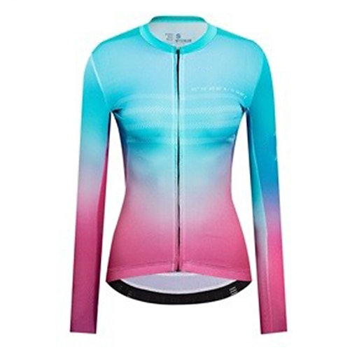 

21Grams Women's Cycling Jersey Long Sleeve Bike Jersey Top with 3 Rear Pockets Mountain Bike MTB Road Bike Cycling Breathable Quick Dry Moisture Wicking Reflective Strips Blue Gradient Polyester