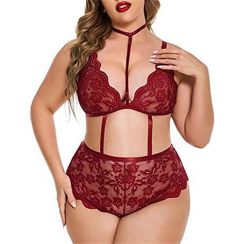 

Women's Christmas Lingeries Gift Ladies Sexy Three-Point Lace Underwear Erotic Suit