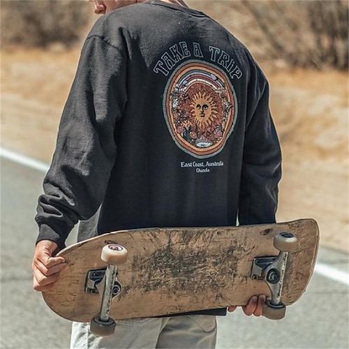 

Men's Sweatshirt Pullover Graphic Patterned Letter Casual Daily Holiday Hot Stamping Casual Streetwear Hoodies Sweatshirts Black