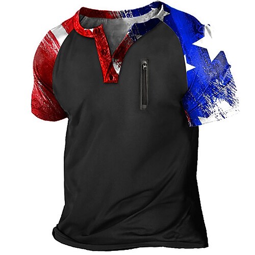 

Men's Henley Shirt Tee T shirt Tee Graphic Patterned Color Block Plus Size Henley Daily Sports Zipper Button-Down Short Sleeve Tops Designer Basic Casual Classic Black / Summer